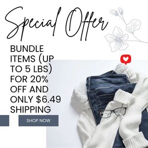 BUNDLE discount of 20% Off 2 or more items PLUS only $6.49 Shipping